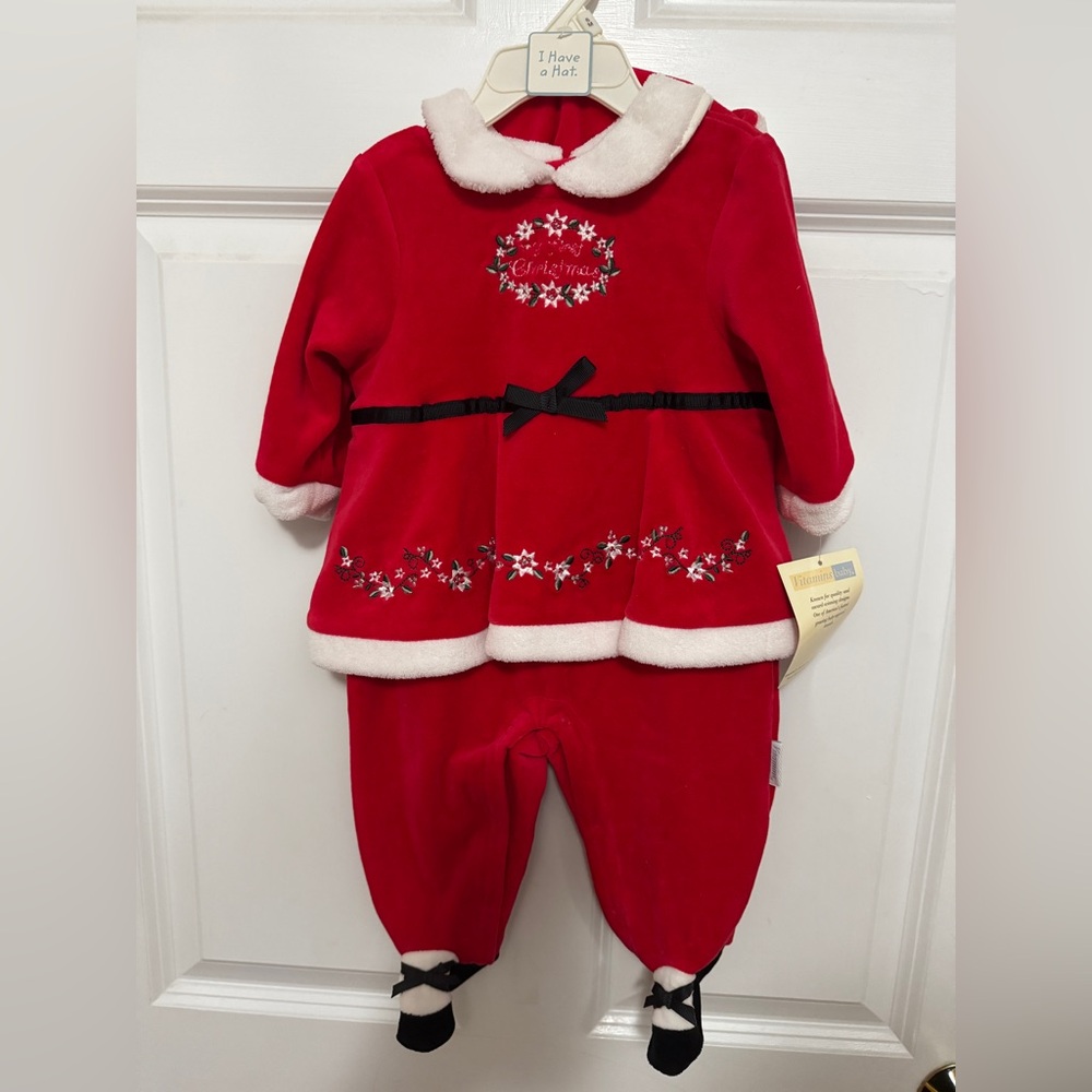 Red Baby Outfit with White Trim
